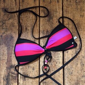 La Vie En Rose Pink and Purple Striped Bikini Top